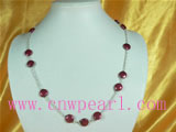 12mm coin pearl necklace with silver chains